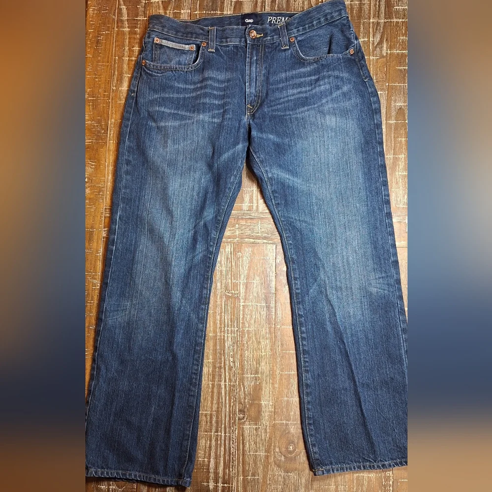 GAP Men’s Premium Boot Fit‎ Jeans 34x30 Blue Denim Classic Stretch Wiskering